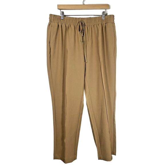 Lane Bryant Tan Relaxed Drawstring Pants Perfect Drape Ankle Mid Rise Size 16 - Picture 1 of 4